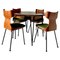 Dining Table and Chairs in Curved Wood and Iron by Carlo Ratti, Italy, 1950s, Set of 5 1