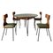 Dining Table and Chairs in Curved Wood and Iron by Carlo Ratti, Italy, 1950s, Set of 5 3