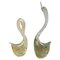 Modernist Clear and Gold Murano Glass Sculptures of Swans, 1960s, Set of 2 1