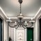 White Murano Glass and Brass Chandelier, 1940s 3