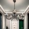 White Murano Glass and Brass Chandelier, 1940s, Image 3