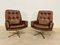 Mid-Century Danish Swivel Lounge Chairs in Brown Leather by Svend Skipper, 1970s, Set of 2 19