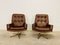 Mid-Century Danish Swivel Lounge Chairs in Brown Leather by Svend Skipper, 1970s, Set of 2, Image 14