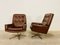 Mid-Century Danish Swivel Lounge Chairs in Brown Leather by Svend Skipper, 1970s, Set of 2 9