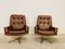 Mid-Century Danish Swivel Lounge Chairs in Brown Leather by Svend Skipper, 1970s, Set of 2 2