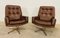 Mid-Century Danish Swivel Lounge Chairs in Brown Leather by Svend Skipper, 1970s, Set of 2 1