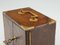 Cassettiera da scrivania antica in pelle con ripiano in metallo dorato, Immagine 3