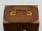 Antique English Desk Top Travelling Chest in Leather with Gilt Metal Table Top 4