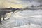 Marianne Cox, Paesaggio rurale invernale, XX secolo, Grande olio su tavola, Immagine 4