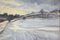 Marianne Cox, Paesaggio rurale invernale, XX secolo, Grande olio su tavola, Immagine 5