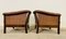 Mid-Century Danish Brown Leather and Rattan Club Chairs, 1970s, Set of 2 16