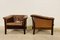 Mid-Century Danish Brown Leather and Rattan Club Chairs, 1970s, Set of 2 17