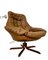 Mid-Century Danish Brown Leather Swivel Chair from Bramin, 1970s, Image 2