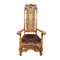 Antique English Carved Wood Throne Armchair 3