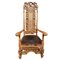 Antique English Carved Wood Throne Armchair, Image 1