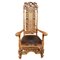 Butaca trono inglesa antigua de madera tallada, Imagen 1