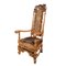 Butaca trono inglesa antigua de madera tallada, Imagen 4