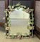 French Painted Tole Flower Wall Mirror, 1950s 1