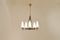 French Brass & Conical Opalescent Glass Chandelier, 1950s, Image 1