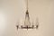 French Brass & Conical Opalescent Glass Chandelier, 1950s 9