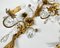 Applique in metallo dorato con fiori in cristallo di Banci Firenze, Italia, anni '50, set di 2, Immagine 3