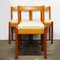 Pine and Cream Vinyl Dining Chairs, 1980s, Set of 4, Image 1