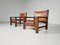 Armchairs in Cognac Leather and Olive Wood, France, 1970s, Set of 2, Image 2
