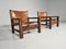 Armchairs in Cognac Leather and Olive Wood, France, 1970s, Set of 2, Image 3