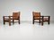 Armchairs in Cognac Leather and Olive Wood, France, 1970s, Set of 2 4