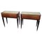 Mid-Century Italian Art Deco Bedside Tables in Walnut with Glass Tops, 1950s, Set of 2 1