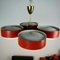 Mid-Century Italian Brass and Red Lacquer Ceiling Light attributed to Stilux Milano, 1950s, Image 9