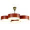 Mid-Century Italian Brass and Red Lacquer Ceiling Light attributed to Stilux Milano, 1950s 1