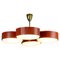 Mid-Century Italian Brass and Red Lacquer Ceiling Light attributed to Stilux Milano, 1950s, Image 1