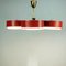 Italienische Mid-Century Deckenlampe aus Messing & Rot lackiert, Stilux Milano zugeschrieben, 1950er 8