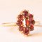 Vintage 8k Yellow Gold Daisy Ring with Garnets, 1960s 8