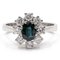 Vintage 14k White Gold Sapphire & Diamonds Daisy Ring, 1960s, Image 1