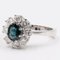 Vintage 14k White Gold Sapphire & Diamonds Daisy Ring, 1960s 4