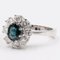 Vintage 14k White Gold Sapphire & Diamonds Daisy Ring, 1960s, Image 4