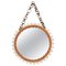 French Riviera Round Curved Rattan Mirror with Chain, Italy, 1960s, Image 1