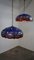 Grandes Lampes à Suspension Style Tiffany Bleues avec Libellules, Set de 2 1