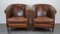 Dark Cognac Leather Club Chairs, Set of 2, Image 1