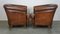 Dark Cognac Leather Club Chairs, Set of 2 3