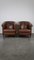 Dark Cognac Leather Club Chairs, Set of 2 2