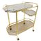 Hollywood Regency Bar Cart in Gilt Metal and Smoked Glass, 1980s 5