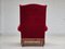 Poltrona Wingback in velluto con gambe in quercia, Danimarca, anni '60, Immagine 5