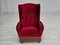 Poltrona Wingback in velluto con gambe in quercia, Danimarca, anni '60, Immagine 4