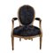 Luis XVI Armchair in Decapé Wood and Astrakhan Leather, France, Image 1