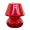 Lampe Champignon Vintage Rouge en Verre de Murano, Italie 1