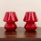 Vintage Italian Red Mushroom Lamps in Murano Glass, Set of 2 3