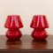 Vintage Italian Red Mushroom Lamps in Murano Glass, Set of 2, Image 3